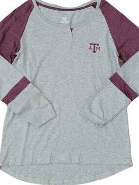 Texas A&M Raglan Long Sleeve Embellished Logo Long Sleeve Tee Women Sz XL
